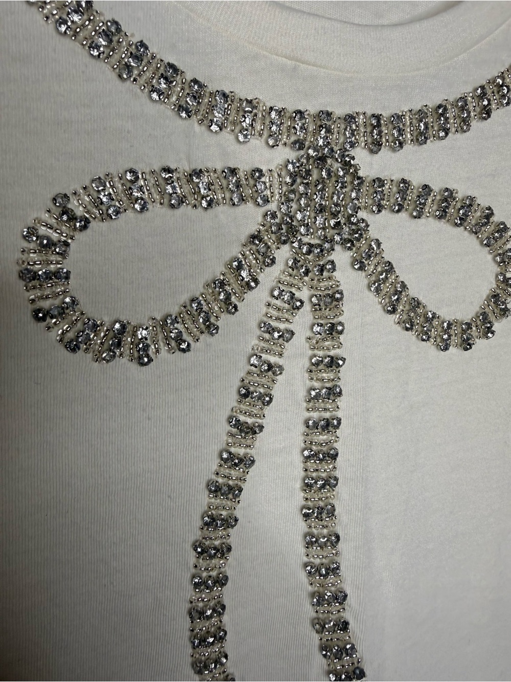 J. Crew Embellished Bow-Accent Short Sleeve Top in White - Picture 4 of 6